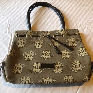 Vintage Dooney & Bourke Tote All over Monogram Print Brown EUC